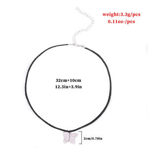 Bijoux transfrontaliers européens et américains Nightclub Queen Striped Butterfly for Women Punk Trendy Style Suede Leather Cord - Product Image 5