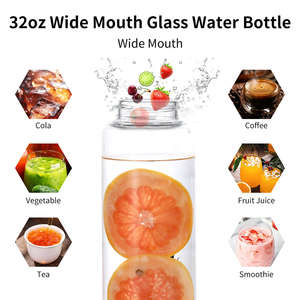 Usine de verre borosilicaté 500ml 750ml 1000ml Bouteille en verre à large ouverture Jus de café Thé Bouteille d'eau en verre Bouteille en verre personnalisée - Product Image 6