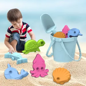 맞춤형 여름 해변 버킷 모래 어린이 장난감 BPA 무료 실리콘 비치 장난감 세트 실리콘 모래 장난감