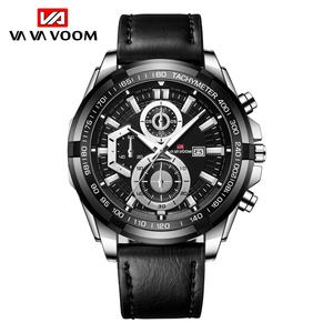 Montre à quartz pour homme de luxe de haute qualité avec logo personnalisé, boîtier en alliage d'acier inoxydable, cadran en verre, bracelet en cuir, calendrier professionnel - Product Image 6
