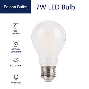 <span class=keywords><strong>Ampoule</strong></span> LED A60 7W 2700K 900lm à <span class=keywords><strong>filament</strong></span> blanc laiteux à longue durée de vie, dimmable, E27, diamètre 60 mm, pour l'éclairage du salon, du restaurant - Product Image 2
