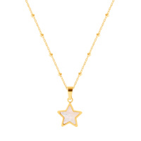Collier en acier inoxydable étanche avec pendentifs en forme de coquille dorée et blanche, carrée, cœur, étoile, goutte d'eau et croix