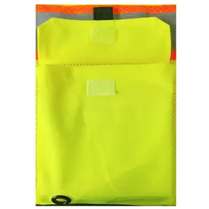 ANSI Class 2 Safety Vest Mesh With 7 Outside Polyester Solid Pockets 1 Outside Chest PVC Pocket Zipper Closure Vest
