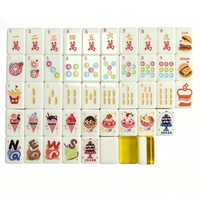 Jeu de Mahjong Américain Inspiré de Paris, Tuiles de Mahjong Blanc Crème avec Art Macaron et Sites Touristiques
