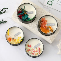 Meilleur Encens De Soja Fait Main Décoratif Saint Valentin Noir Rond Boîte De Conserve Fleur Bougie Bougies Parfumées Pour La Romance