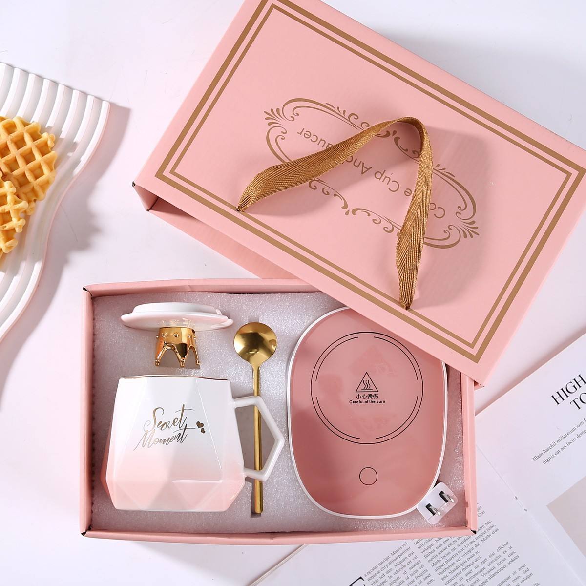 LUCKY Rose Gradient Diamond Cup-[boîte cadeau de coupe thermique de style commun]