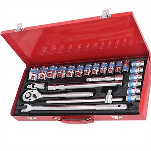 Jeu de douilles à chocs métriques en acier inoxydable de 24 pièces, entraînement 1/2 pouce, 6 points (8mm-32mm), avec clé à cliquet et rallonge en F - Product Image 1