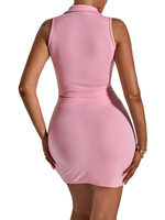 Ensemble personnalisé débardeur rose à fermeture éclair et jupe à taille élastique jupe pour femmes ensemble deux pièces