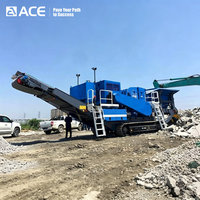 ACE Group AMI1213A Usine de concassage mobile sur chenilles 250 TPH avec moteur AC et moteur diesel, crible vibrant à double étage