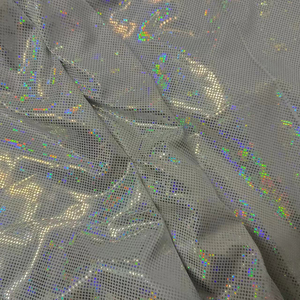 Thời trang mới mềm cảm ứng trắng bạc Holographic kính ánh sáng bóng trọng lượng Polyester lụa satin vải chất liệu - Product Image 4