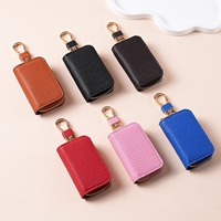 Pochette de clés de voiture en cuir PU vintage personnalisable avec logo couleur, fermeture éclair, portefeuille, sac de rangement
