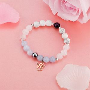 Bracelet tendance TRYME en pierre naturelle plaqué argent avec motif ange, perles de verre colorées, vitalité et force de vie, personnalisable sans fin. - Product Image 3