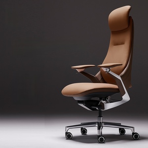 Chaise de bureau exécutive moderne en cuir ergonomique réglable avec dossier haut et roulettes, chaise de bureau de luxe pour la maison et le bureau, 61 Erg - Product Image 3
