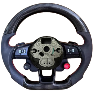 พวงมาลัยหนังแท้สำหรับ <span class=keywords><strong>Volkswagen</strong></span> Golf 6 MK6 GTD GTI R <span class=keywords><strong>Scirocco</strong></span> POLO ทำจากวัสดุคาร์บอนสำหรับตกแต่งรถยนต์ - Product Image 5