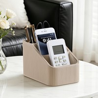 Organisateur de bureau en cuir PU de luxe - Porte-accessoires de bureau et de fournitures diverses, boîte de rangement pour télécommande de table basse
