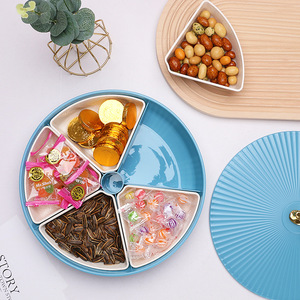 Light Luxury Plastic Fruit <strong>Tray</strong> with Wheat Straw Divider New Year Snack <strong>Candy</strong> <strong>Tray</strong> for Home Living Room Dishes &amp; Plates - Product Image 3