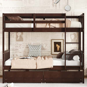 เตียงสองชั้นปรับระดับได้ทันสมัย ทำจากไม้ยางพารา พร้อมลิ้นชัก 2 ช่อง สามารถแปลงเป็นเตียงคู่ได้ เตียงนุ่มสบาย - Product Image 3