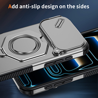 Coque de protection robuste avec anneau magnétique rotatif à 360° et béquille, protection coulissante pour appareil photo, pour iPhone 18/17/16/15/14/13/12/11/X