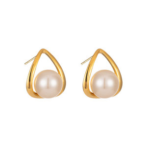 Teardrop Faux Pearl Stud Earrings With S925 Silver Posts For Everyday Wear - Product Image 5