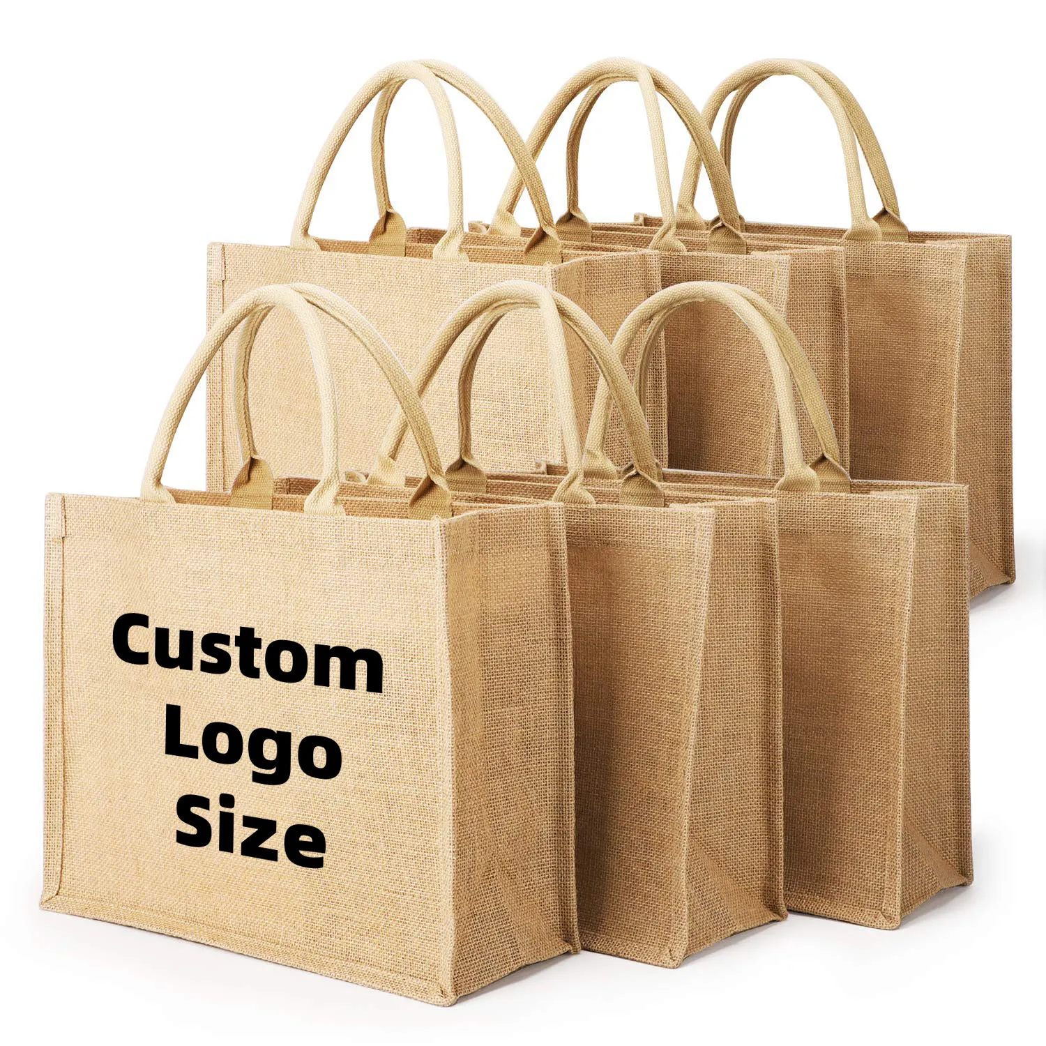 High Quality Reusable Eco-Friendly Jute Zipper Bag Custom Logo Printing Jute Shoulder Bag Heavy Duty Beach Tote Bag