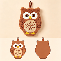 Serviette de toilette en peluche hibou marron en gros, serviette de toilette en peluche hibou marron personnalisée, serviette de toilette en peluche hibou marron douce et personnalisée