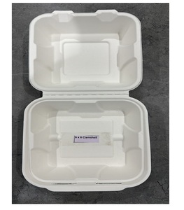 กล่องข้าวกลางวันแบบฝาพับเก็บได้ทำจากชานอ้อยรีไซเคิลได้หรูหราขนาด13X6พร้อมฝาปิดสำหรับใส่กลับบ้าน - Product Image 1