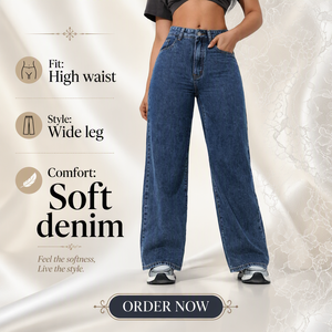 Jeans Larghi a Vita Alta da <span class=keywords><strong>Donna</strong></span>, Stile Vintage, Non Elasticizzati, in Denim Rigido, Stock all'Ingrosso per Streetwear - Product Image 2