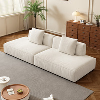 Direktverkauf ab Werk Armloses Chenille-Stoff Einzelsessel Cremefarbener Blockstil Geradliniges Modulares Wohnzimmer-Sofa