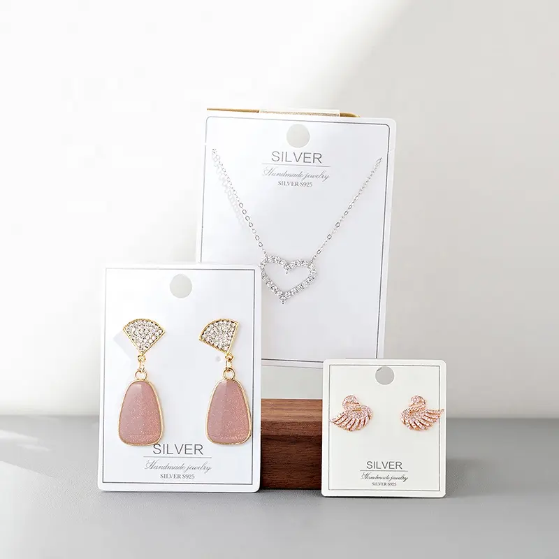 Fabrik direkt Großhandel Benutzer definierte Ohrring und Halskette Display Karten halter rosa