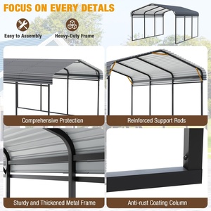 Su misura semplice stile cortile mobile all'aperto Carport zincato telaio in acciaio con tetto in lamiera per auto parcheggio privato - Product Image 5