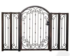 <span class=keywords><strong>Portail</strong></span> en fer forgé de style européen classique - Porte d'entrée ornementale artisanale pour villa et jardin, finition durable avec revêtement en poudre - Product Image 4