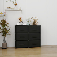 Cómoda con 4 Cajones de Tela, Estructura de Acero, MDF, Tela No Tejida, para Sala de Estar, Dormitorio, Pasillo, Color Blanco Nieve