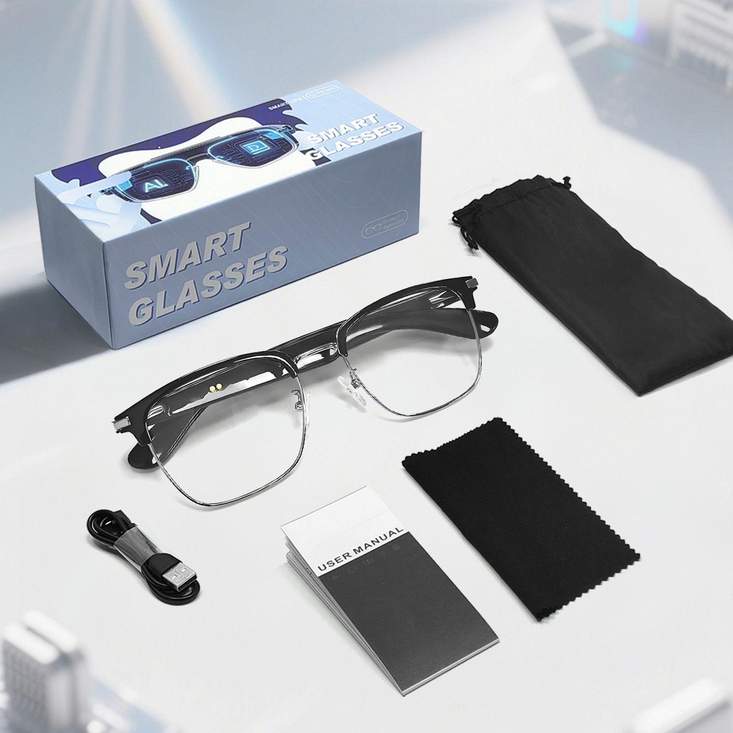 Marco plateado y negro