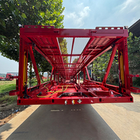 Semi-remorque porte-voitures 2 essieux en acier au manganèse, châssis bas, double pont, transport de véhicules, structure durable