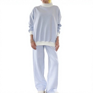 Sweat-shirt à col roulé oversize pour femme, en coton, couleur unie, épaules tombantes, manches longues, vêtements décontractés d'automne - Product Image 1
