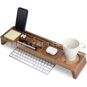 Organisateur de bureau en bois rectangulaire minimaliste, support de rangement pour ordinateur de bureau et espace de travail à domicile - Product Image 4