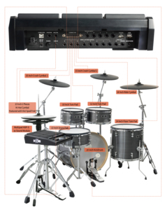 Batería electrónica profesional <span class=keywords><strong>HXM</strong></span> XD-2500-KM color plata cepillada de 9 piezas con sensación acústica - Product Image 2
