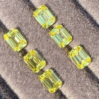 Batu Permata Emerald Cut Hailer, Batu Permata Lepas, Grosir, Safir Buatan Laboratorium, Safir Kuning