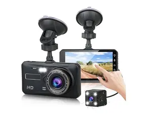 En satış Dash kamera 1080P 4.0 inç ön ve arka çift lensli araba DVR IPS dokunmatik ekran kaydedici Dash kamera araba kameralı ekran