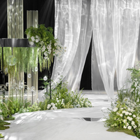 Voile de mariage pour la décoration de scène de mariage, toile de fond de scène en soie lumineuse, décoration de plafond en soie fluide et lumineuse, couleur blanche