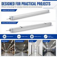 Luminaire Tri-Proof Interconnectable par Câblage avec Entrée de Câble Double Extrémité, Indice de Protection IP65, Garantie 5 Ans pour Rangées Continues, Entrepôts et Ateliers
