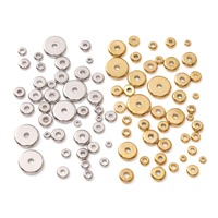 Perles d'espacement rondes plates en acier inoxydable, or 18 carats, argent, 3mm-10mm, perles métalliques à grand trou pour la fabrication de bijoux, 20/50 pièces