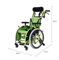 Silla de Ruedas Manual Plegable de Aluminio para Niños, Carrito de Empuje Manual Ligero y Compacto para Rehabilitación y Salidas de Niños