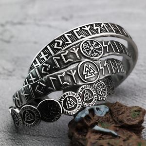 Pulsera de Acero Inoxidable Estilo Vikingo Nórdico con Runas de la Suerte, Diseño Moderno para Hombre, Chapado en Titanio, Joyería Zoryn Vintage - Product Image 1