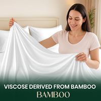 Parure de lit 4 pièces en fibre de bambou 100 % King Size – Drap plat soyeux et rafraîchissant, drap-housse respirant et léger, taies d'oreiller