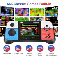 Console de jeu portable G9 avec 666 jeux classiques, cadeau de Noël et d'anniversaire, prise en charge de la connexion vidéo TV et de deux manettes de jeu, boîte