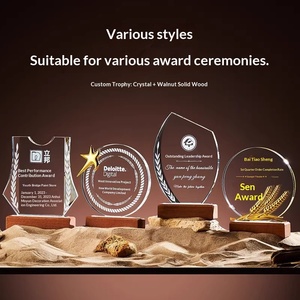 Trofeo in Cristallo di Alta Qualità, Targa Premio Personalizzabile, Regalo Souvenir in Cristallo con <span class=keywords><strong>Base</strong></span> in <span class=keywords><strong>Legno</strong></span> - Product Image 2