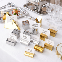 Support de cartes en métal MAXERY, couleur argent, porte-étiquettes de buffet avec finition miroir, porte-numéro de table et porte-menu