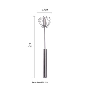 Batidor de Huevos Semiautomático de Acero Inoxidable, Varilla Giratoria para Batir Huevos, Herramienta para Hornear, Mezclador de Crema y Huevos, Grado Alimenticio - Product Image 6