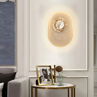 Applique murale LED elliptique contemporaine en aluminium 10W, avec motif ajouré en acrylique, intensité variable, éclairage d'ambiance 3 couleurs pour maison et galerie